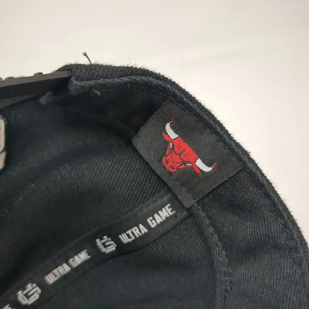 Ultra Game Chicago Bulls NBA Snapback Hat Black One Size Red White Flat Brim